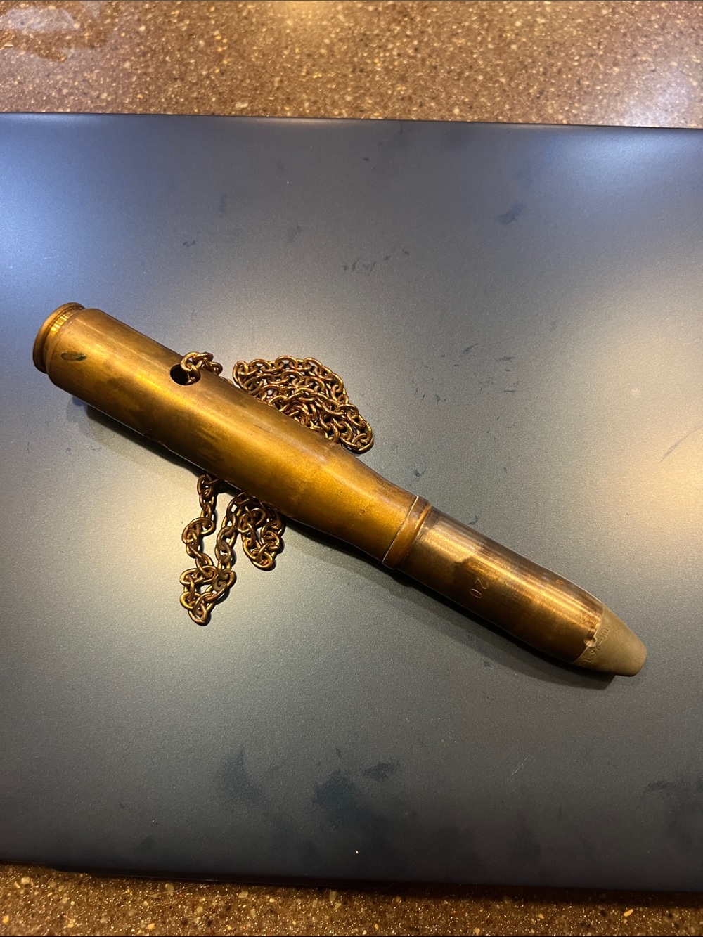 Vintage-Inspired Brass Bullet Pendant Necklace - 1943 ASC 20 MM-MK-2 Inert Dummy